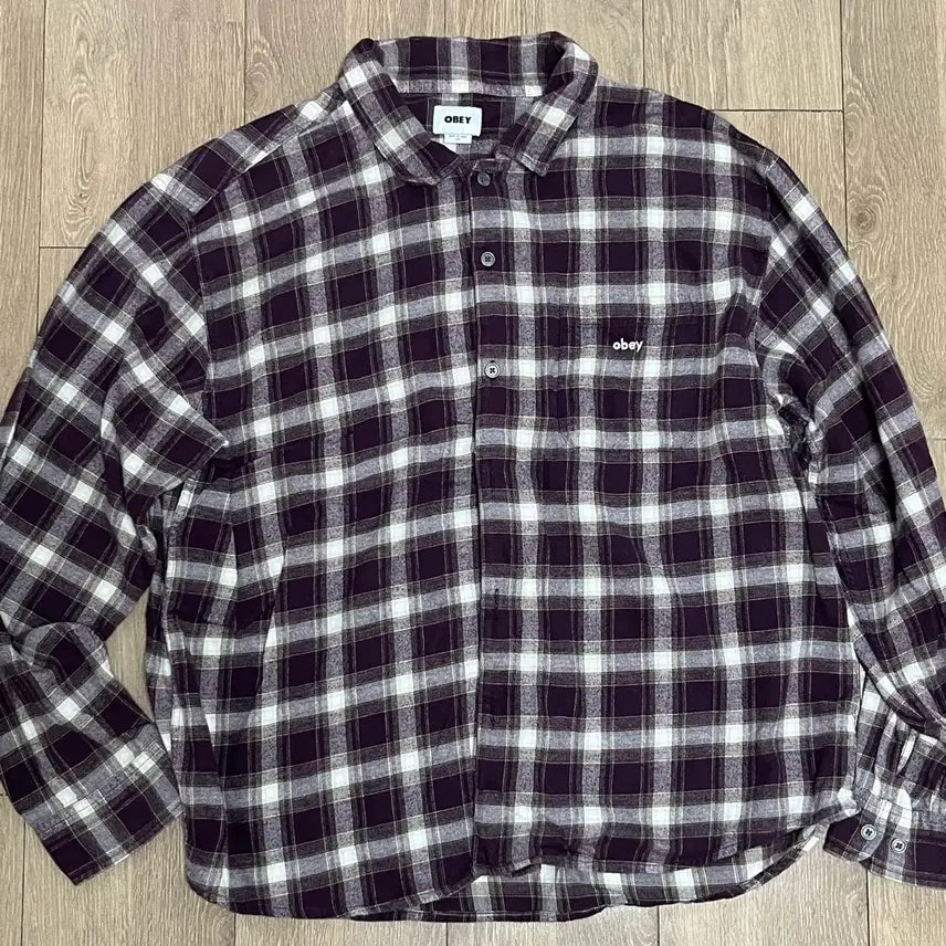 [BUNJANG] OBEY Flannel Check Shirt Purple 2XL / 오베이 OBEY 플란넬 체크 셔츠 퍼플 2XL
