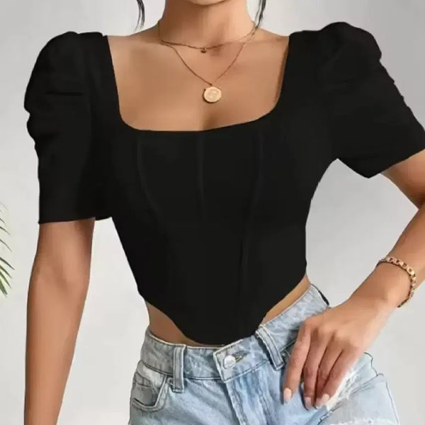 [BUNJANG] Puff Sleeve Top - Black / 새거)퍼프 소매 탑 S 판매해요