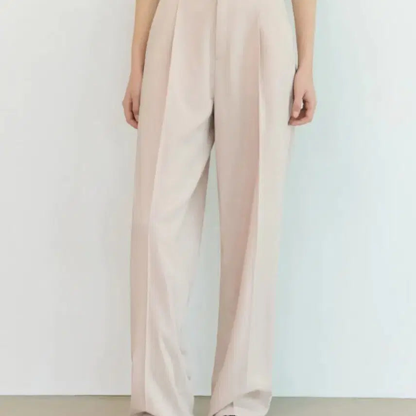 [BUNJANG] Citybreeze Pintuck Wide Summer Slacks (Light Beige) / 시티브리즈 핀턱 와이드 썸머 슬랙스(s, 라이트 베이지)