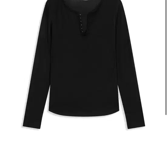 [BUNJANG] Open Henley Long Sleeve Black / 오픈 헨리 롱슬리브 블랙