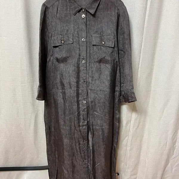 [BUNJANG] Shilla Shirt-Style Long Dress Size 77 / Shilla 셔츠형 롱 인견원피스 77사이즈