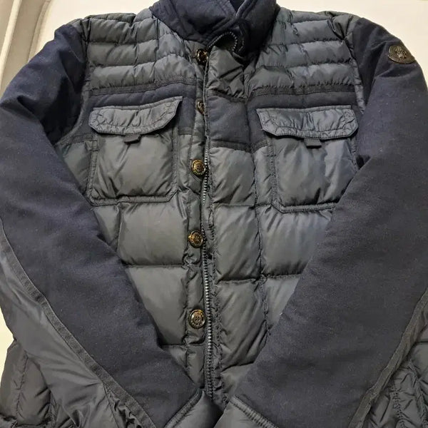 [BUNJANG] Moncler Navy Padded Jacket with Knit Sleeves / 정품 몽클레르 네이비 패딩