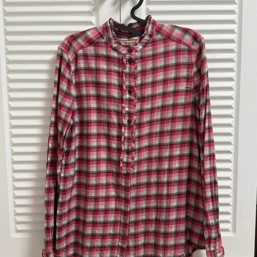 [BUNJANG] Burberry Check Frill Blouse Shirt M / 버버리 체크 프릴 블라우스 셔츠 M