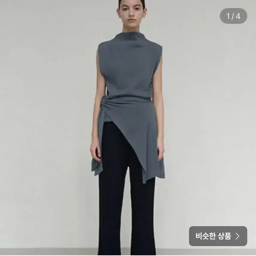 [BUNJANG] Le917 Cotton Blend Knit Top & Scarf Set - Blue / 르917 코튼 블렌드 니트 탑&머플러 블루