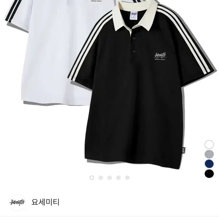 [BUNJANG] Men's Track Raglan Rugby Collar Short Sleeve T-Shirt / 남성 트랙 반팔티