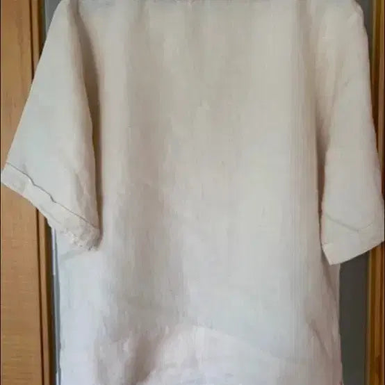 [BUNJANG] Linen Short Sleeve Blouse - Ivory / 린넨 반팔 블라우스 아이보리 Free