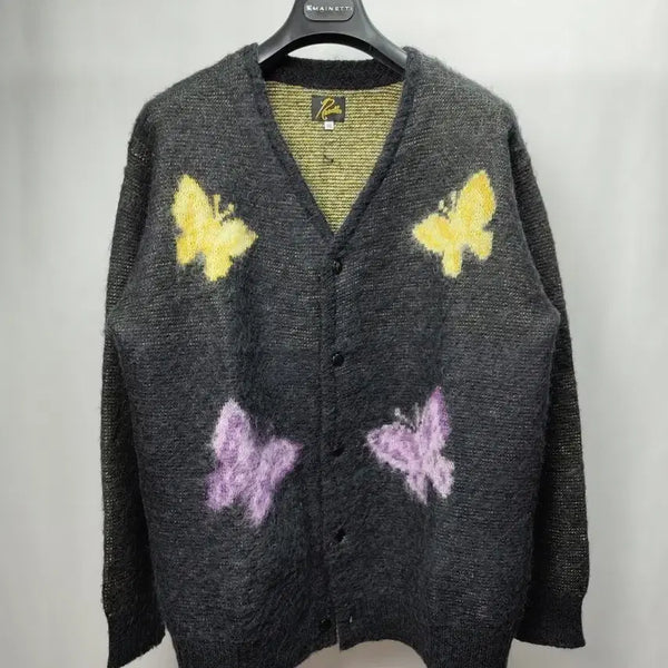 [BUNJANG] Needles Mohair Cardigan Butterfly Charcoal M / 니들스 빠삐용 모헤어 가디건 m
