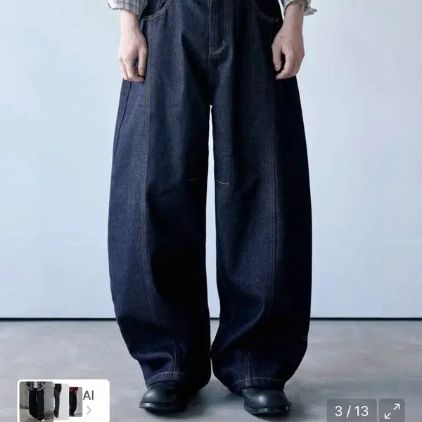[BUNJANG] Industrial Barrel Fit Cut Non-Fade Denim Pants L / (1회착용) 인더스트 배럴핏 절개 논페이드 데님팬츠 L