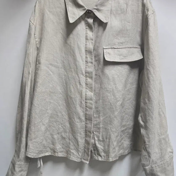 [BUNJANG] The Edge Linen Shirt Beige Size 55 / 더 엣지 린넨 셔츠 베이지 55
