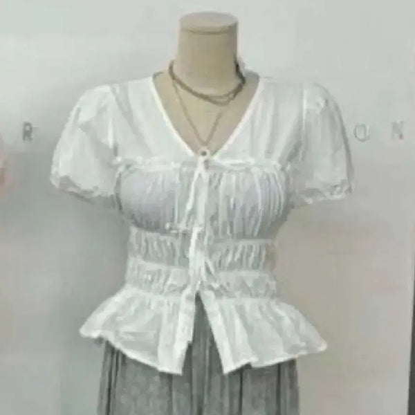[BUNJANG] Shirring Puff Blouse / [ 새상품 ] 셔링 퍼프 블라우스