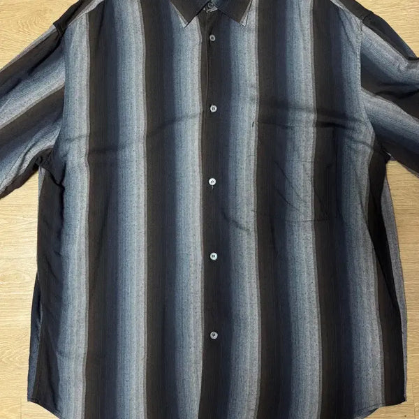 [BUNJANG] Politeu Rouge Striped Shirt Brown Navy / (4) 폴리테루 루즈드 스트라이프 셔츠 브라운 네이비