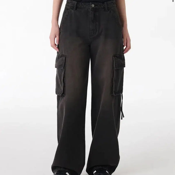 [BUNJANG] Musinsa Standard Women's Wide Cargo Denim Pants - Rusty Black, Size 27 / (새옷) 무신사 스탠다드 우먼 와이드 카고 데님 팬츠 27사이즈