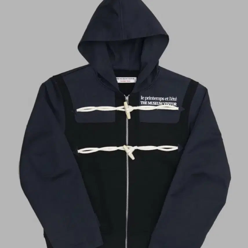 [BUNJANG] The Museum Visitor Hybrid Duffle Zip-Up Hoodie Dark Navy / 더뮤지엄비지터 하이브리드 더플 집업 후디 다크 네이비 L
