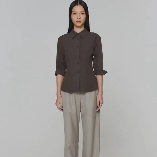[BUNJANG] Amomento Half Sleeve Shirt Brown / 아모멘토 HALF SLEEVE SHIRTS 브라운