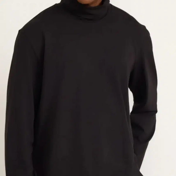 [BUNJANG] Black Turtleneck Long Sleeve T-Shirt / 블랙 목폴라 티셔츠