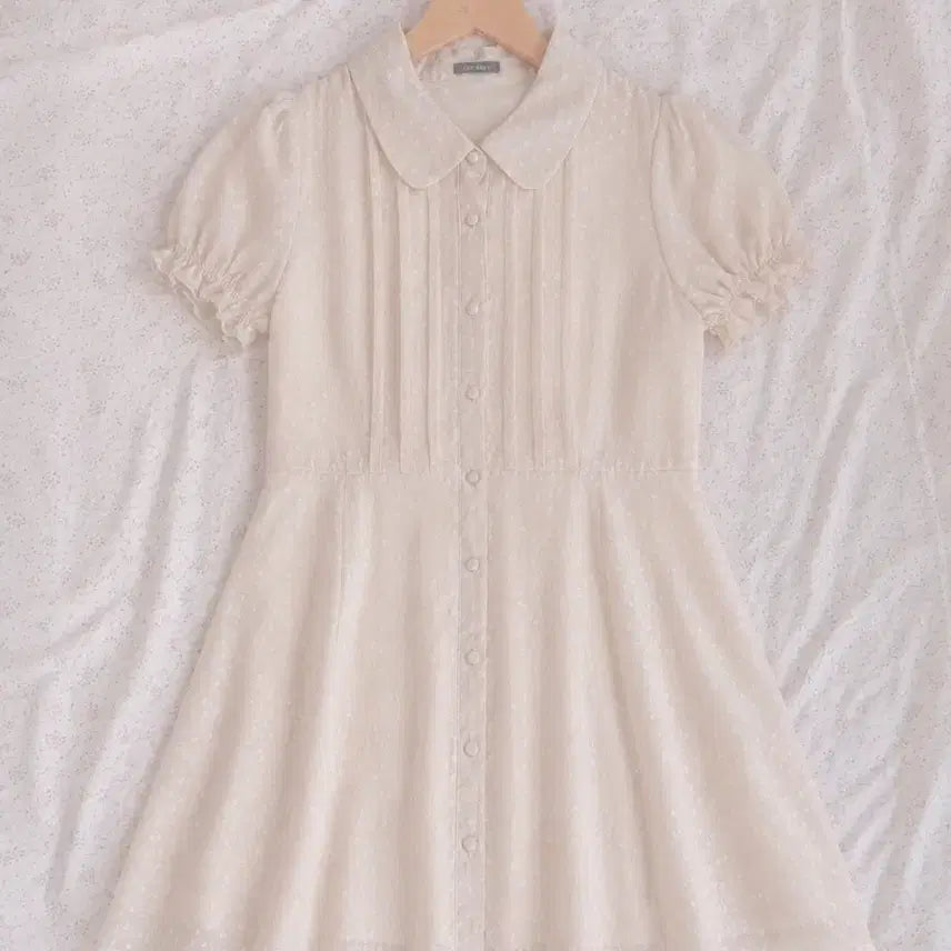 [BUNJANG] Vintage Mori Girl Hong Kong Beige Mini Dress / 빈티지 모리걸 홍콩 베이지 원피스