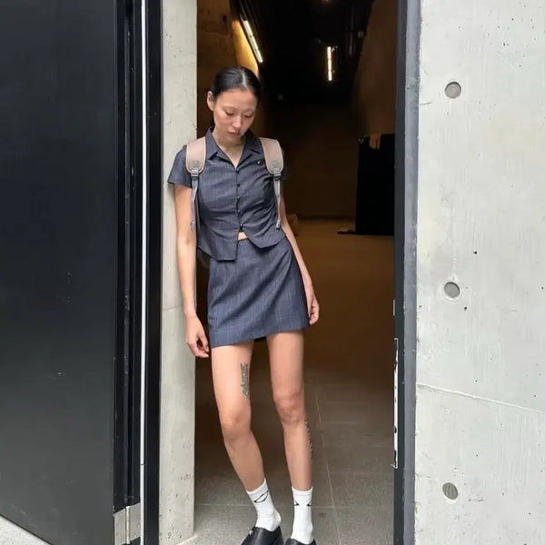 [BUNJANG] MSCHF Check Shirt & Check Skirt Set / 이번 주만 이 가격) 미스치프 셋업 체크 셔츠 & 체크 스커트
