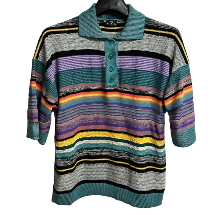 [BUNJANG] Paul Smith Multi Stripe Organic Cotton Polo Shirt / 폴스미스 멀티 스트라이프 코튼 폴로셔츠 L size