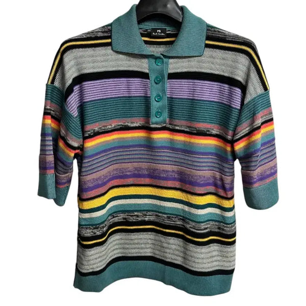 [BUNJANG] Paul Smith Multi Stripe Organic Cotton Polo Shirt / 폴스미스 멀티 스트라이프 코튼 폴로셔츠 L size