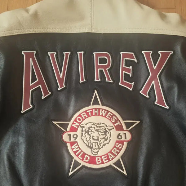 [BUNJANG] Avirex Wild Bear Leather Varsity Jacket / 급처) 아비렉스 와일드베어 레더 바시티 자켓