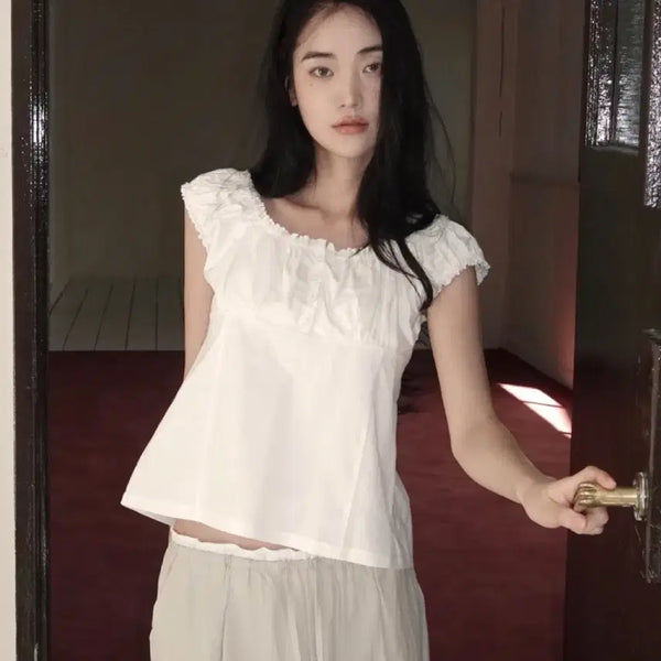 [BUNJANG] Morrent Hunt Shirring Two-Way Bustier Blouse / 모렌트 헌트 셔링 투웨이 뷔스티에 블라우스