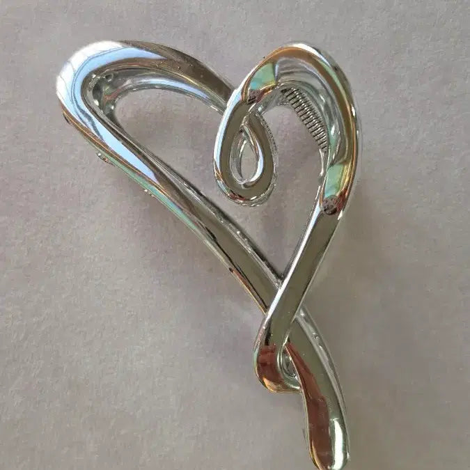 [BUNJANG] Silver Heart Hair Claw Clip / 실버 하트 집게핀