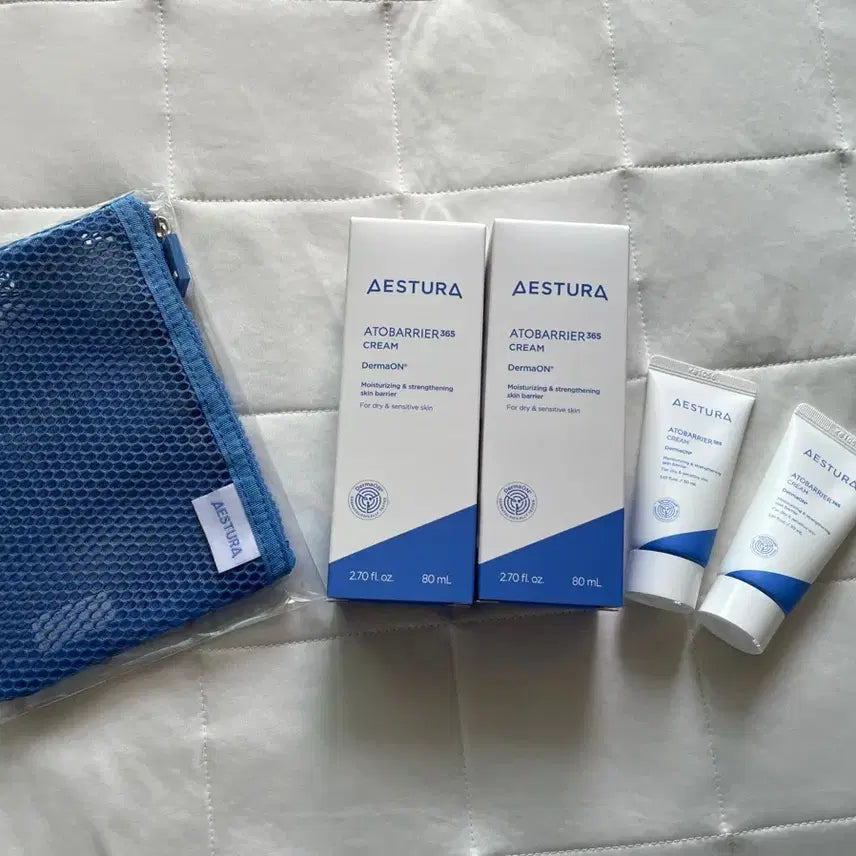 [BUNJANG] AESTURA Atobarrier365 Cream Set (2x 80ml, 2x 30ml, Pouch) / [새상품] 에스트라 아토베리어365 크림 80ml 2개, 30ml 2개,
