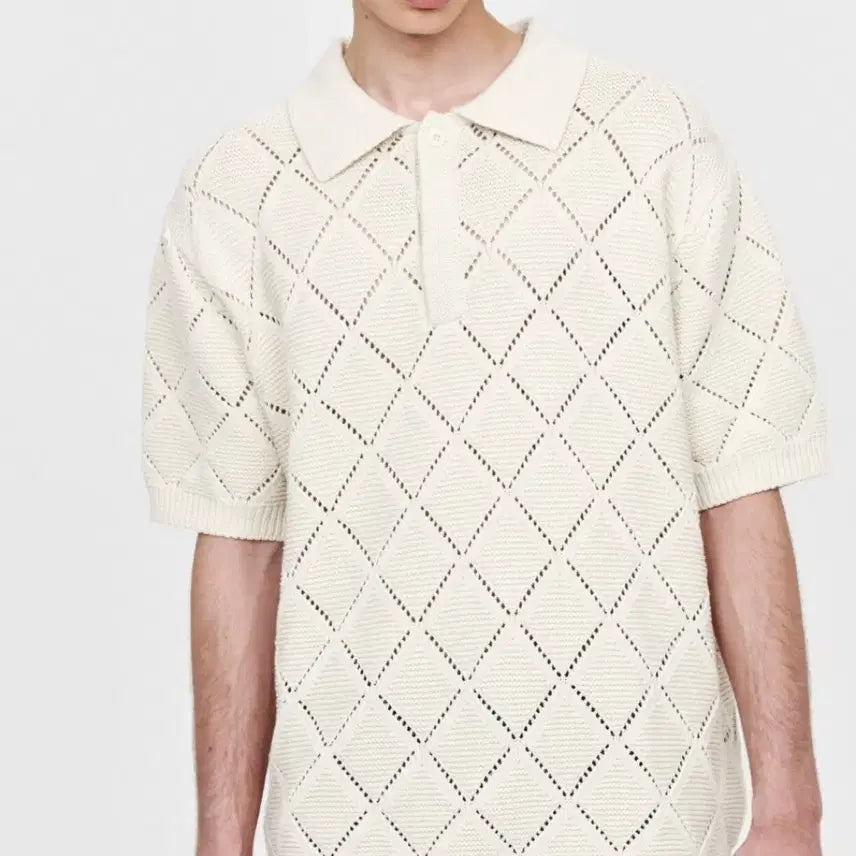 [BUNJANG] After Pray Diamond Crochet Polo Knit T-Shirt / 에프터프레이 다이아몬드 크로쉐 폴로 니트 티셔츠