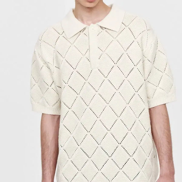 [BUNJANG] After Pray Diamond Crochet Polo Knit T-Shirt / 에프터프레이 다이아몬드 크로쉐 폴로 니트 티셔츠