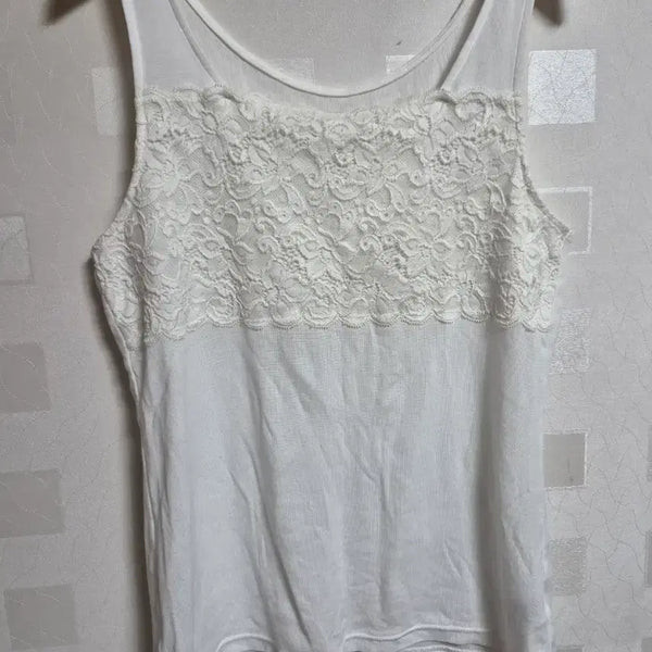 [BUNJANG] Vintage Mori Girl White Lace Sleeveless Top / 빈티지 모리걸 하구미 페어리 화이트 레이스 민소매 나시