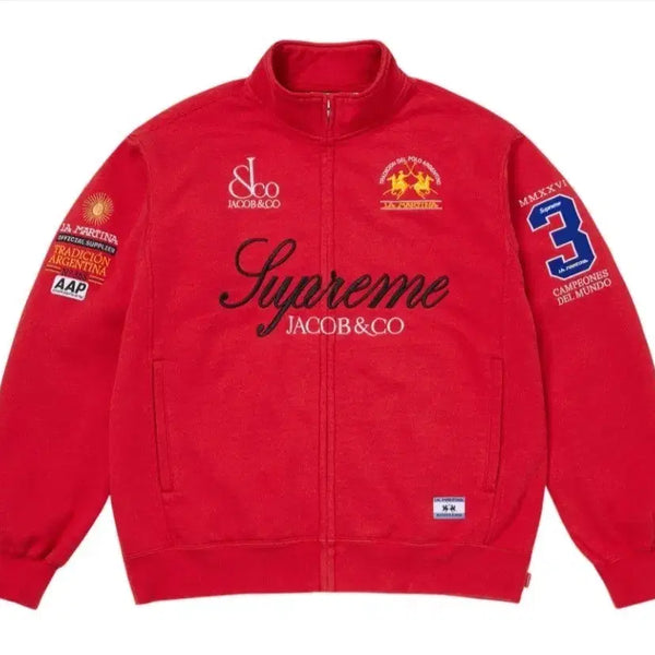 [BUNJANG] Supreme x La Martina x Jacob & Co. Zip-Up Sweatshirt Red / 슈프림 x 라 마르티나 x 제이콥 앤 코 집업 스웨트셔츠 레드 - 26S