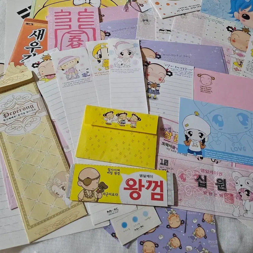 [BUNJANG] MR.K Kong Kongi Letter Paper Set / 엠알케이 미스터케이 콩콩이 편지지 지류 고전문구 다꾸 봉투 발렌 소다미