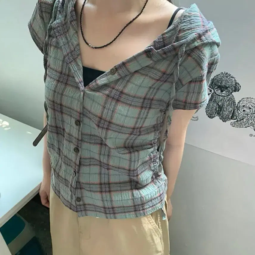 [BUNJANG] Vintage Shirring Check Shirt / 빈티지 셔링 체크 셔츠