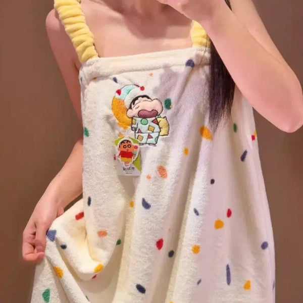[BUNJANG] Crayon Shin-chan Microfiber Bathrobe 80x140 / 짱구 캐릭터 극세사 원피스 샤워 가운 80X140