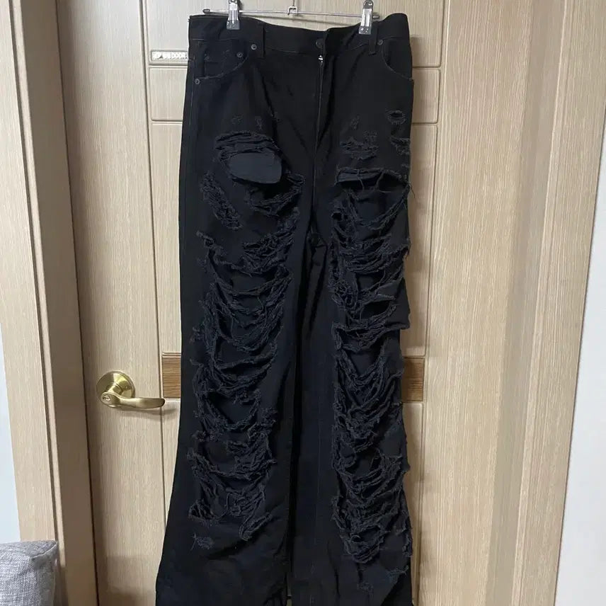 [BUNJANG] Emos Tance Club Distressed Wide Baggy Jeans Size 1 / 에모스탠스클럽 디스트로이드 와이드 배기 진 1사이즈