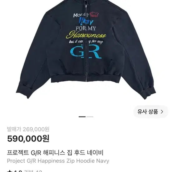 [BUNJANG] Project G/R Happiness House Hoodie Navy One Size / 프로젝트 G/R 해피니스 집 후드 네이비 1size