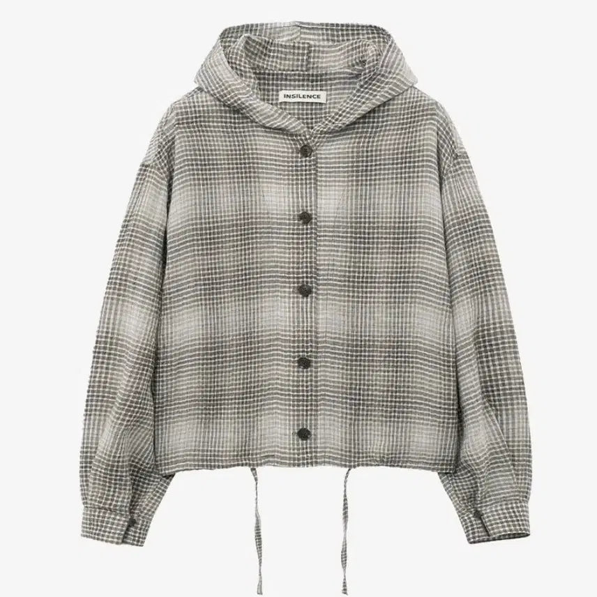 [BUNJANG] Insilence Check Linen Hooded Shirt - Medium / 인사일런스 체크 린넨 후드 셔츠 M