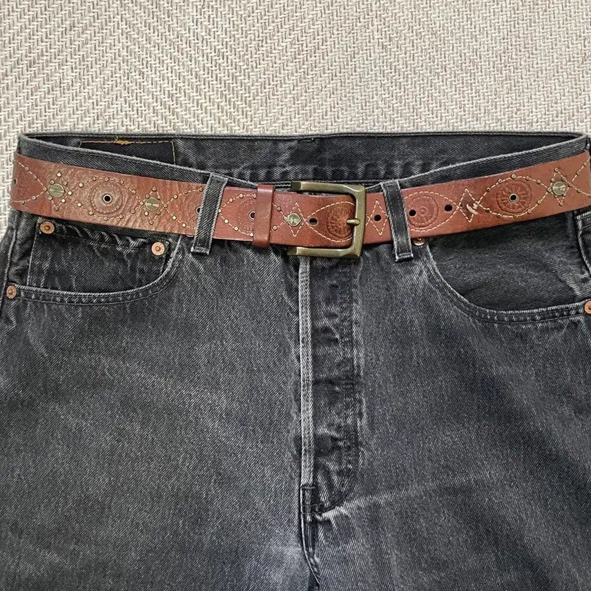 [BUNJANG] Vintage Fossil Handcrafted Western Belt / 빈티지 fossil  핸드크래프트 웨스턴 벨트