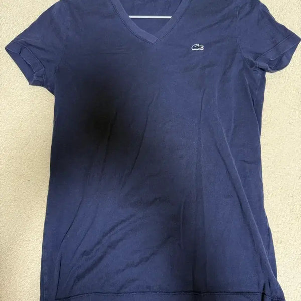 [BUNJANG] Lacoste V-Neck Short Sleeve T-Shirt Navy / 라코스테 브이넥 반팔티 네이비