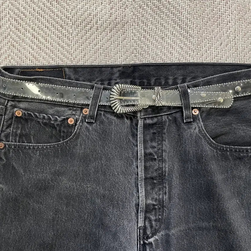 [BUNJANG] Vintage Clear PVC Western Concho Belt / 빈티지 클리어 PVC 웨스턴 콘초 벨트