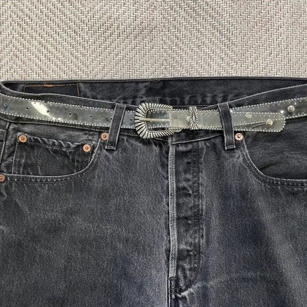 [BUNJANG] Vintage Clear PVC Western Concho Belt / 빈티지 클리어 PVC 웨스턴 콘초 벨트