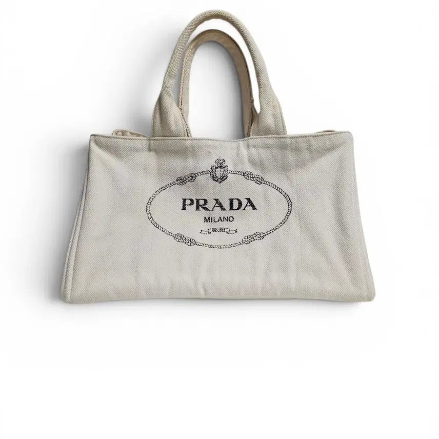 [BUNJANG] Prada Canapa Canvas Tote Bag Ivory L / 프라다 카나파 캔버스 토트백 아이보리 L 프라다 가방