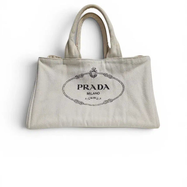 [BUNJANG] Prada Canapa Canvas Tote Bag Ivory L / 프라다 카나파 캔버스 토트백 아이보리 L 프라다 가방