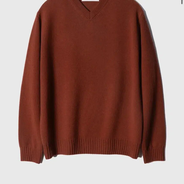 [BUNJANG] Firstfloor Cashmere V-Neck Knit Orange (Brick) / 새상품 퍼스트플로어 캐시미어 V넥 니트 100 오렌지(벽돌색)