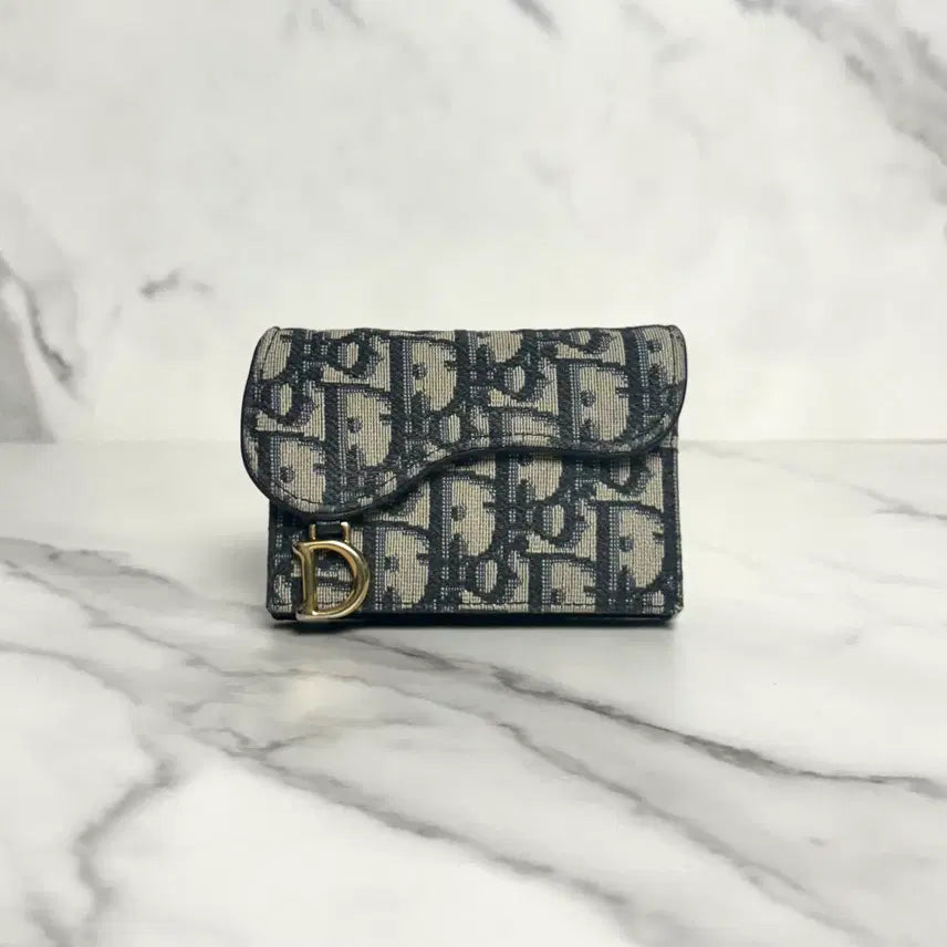 [BUNJANG] Dior Oblique Saddle Card Holder Beige / 디올 오블리크 새들 카드지갑 베이지