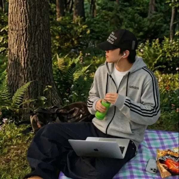[BUNJANG] Adidas Three-Stripes Hoodie Zip-up Grey / 아디다스 삼선 후드집업 그레이