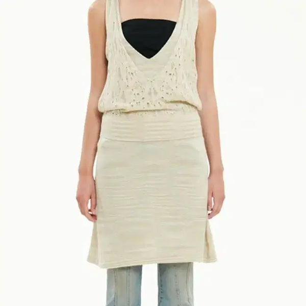 [BUNJANG] Layered Midi Dress Beige / 레이어드원피스 베이지 s