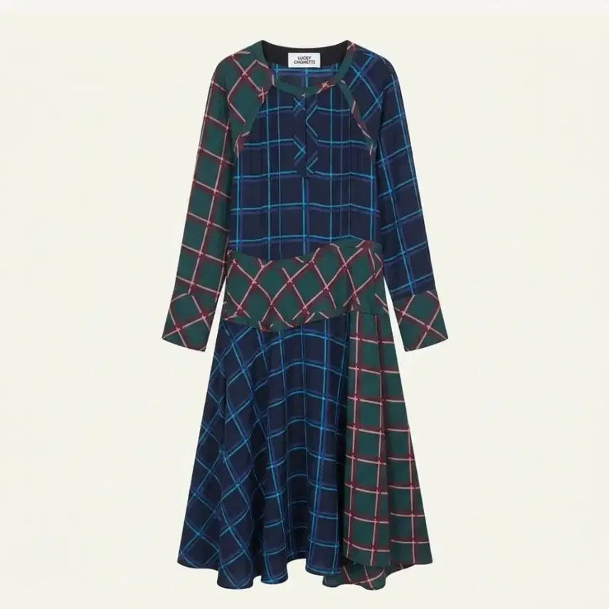 [BUNJANG] Lucky Chouette Multi Check Long Dress / 럭키슈에뜨 멀티 체크 롱 원피스 55~66 럭키슈에뜨원피스