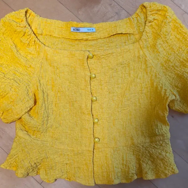 [BUNJANG] MOSSIR Summer Peplum Cropped Blouse (S) / 새상품 미쏘 귀욤깜찍 여름 반팔 페블럼 크롭 블라우스 S