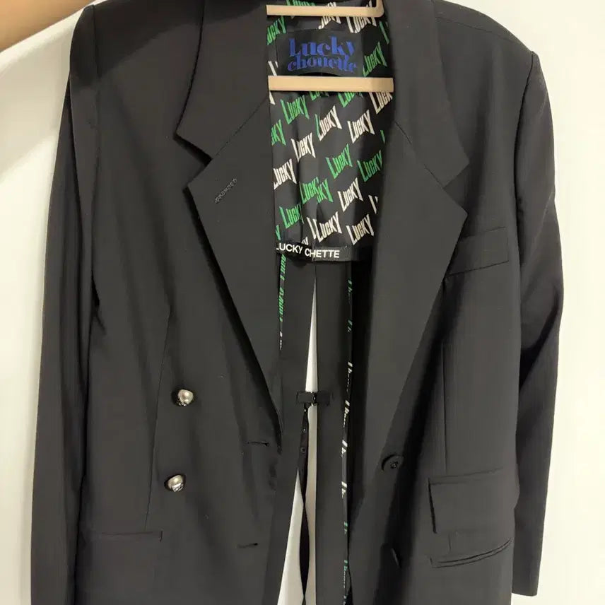 [BUNJANG] Lucky Chouette Black Double-Button Jacket / 럭키슈에뜨 재킷 검정색